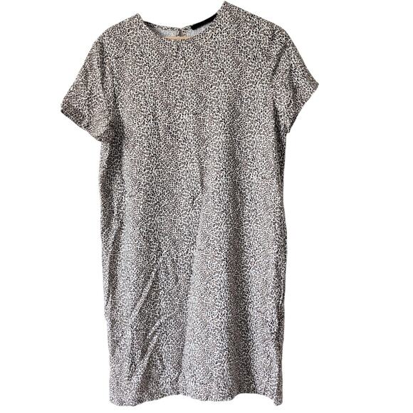 Jenni Kayne Mini Dress Leopard Print T-Shirt Shift Size M Viscose Quiet Luxury - Picture 3 of 9